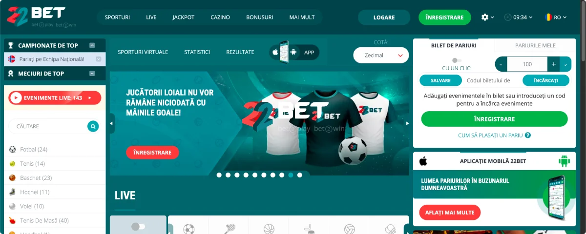 22Bet Pariuri Online